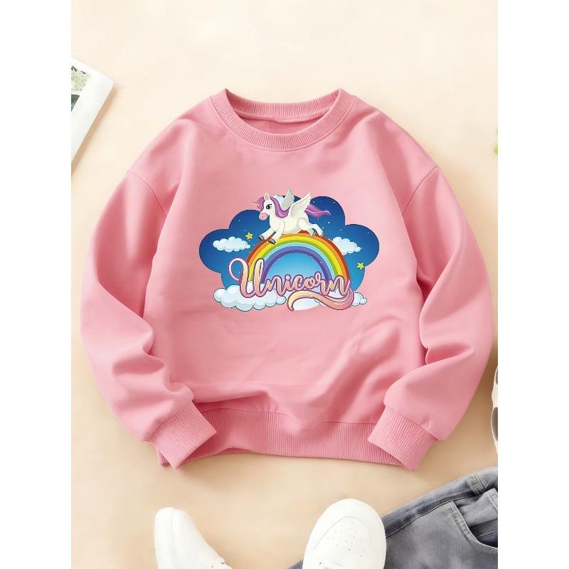 Kids Crewneck Sweatshirt, Dreamy Rainbow Unicorn Print
