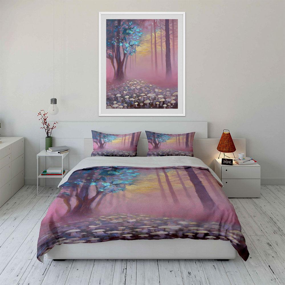 Fantasy Trees and Mushrooms Bedding Sets Duvet Cover Sets Duvet Covers Pillowcases(1 * Duvet Cover 2 * Pillowcases Without Duvet Insert)