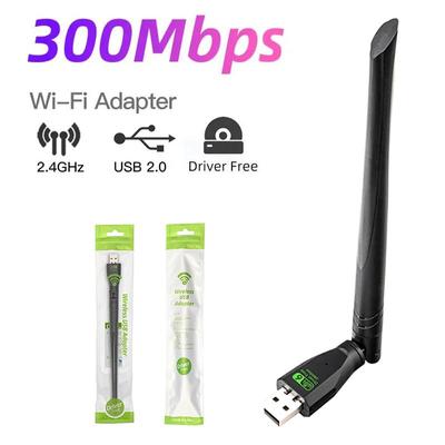 300Mbps USB 2.0 WIFI Adapter Portable Free Driver Wireless Network Card Dongle LAN Ethernet Receiver 2.4GHz  Wifi Adapter for PC/Laptop