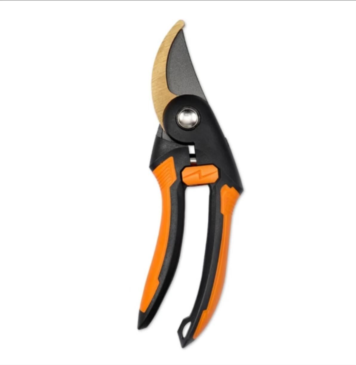 

Секатор для садоводства, Профессиональный Премиум Титан, Садовые ножницы с острым стальным лезвием и рукояткой с мягкой амортизацией оранжевый