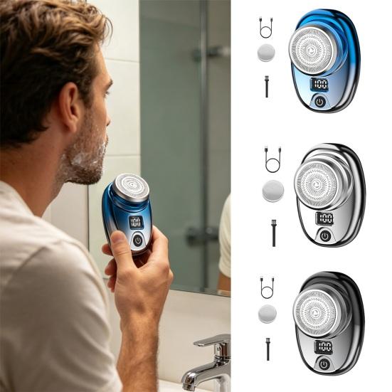 Mini Electric Shaver for Men, LED Display Rechargeable Wet Dry Shaving Razor, Waterproof Portable Beard Trimmer for Travel, Home, Office