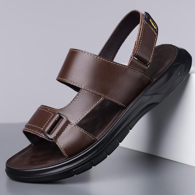 High Quality Sandals for Men Luxury Leather Sandals 2025Summer New Beach Sandal Fashion Casual Slippers for Men Sandalias Hombre