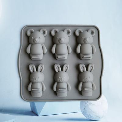 Silikon-Kuchenformen mit 6 Mulden zum Backen von Dessert-Mousse, neue Dekorationsformen, 3D-Bär-Häschen-Form, Schokoladen-Backformen