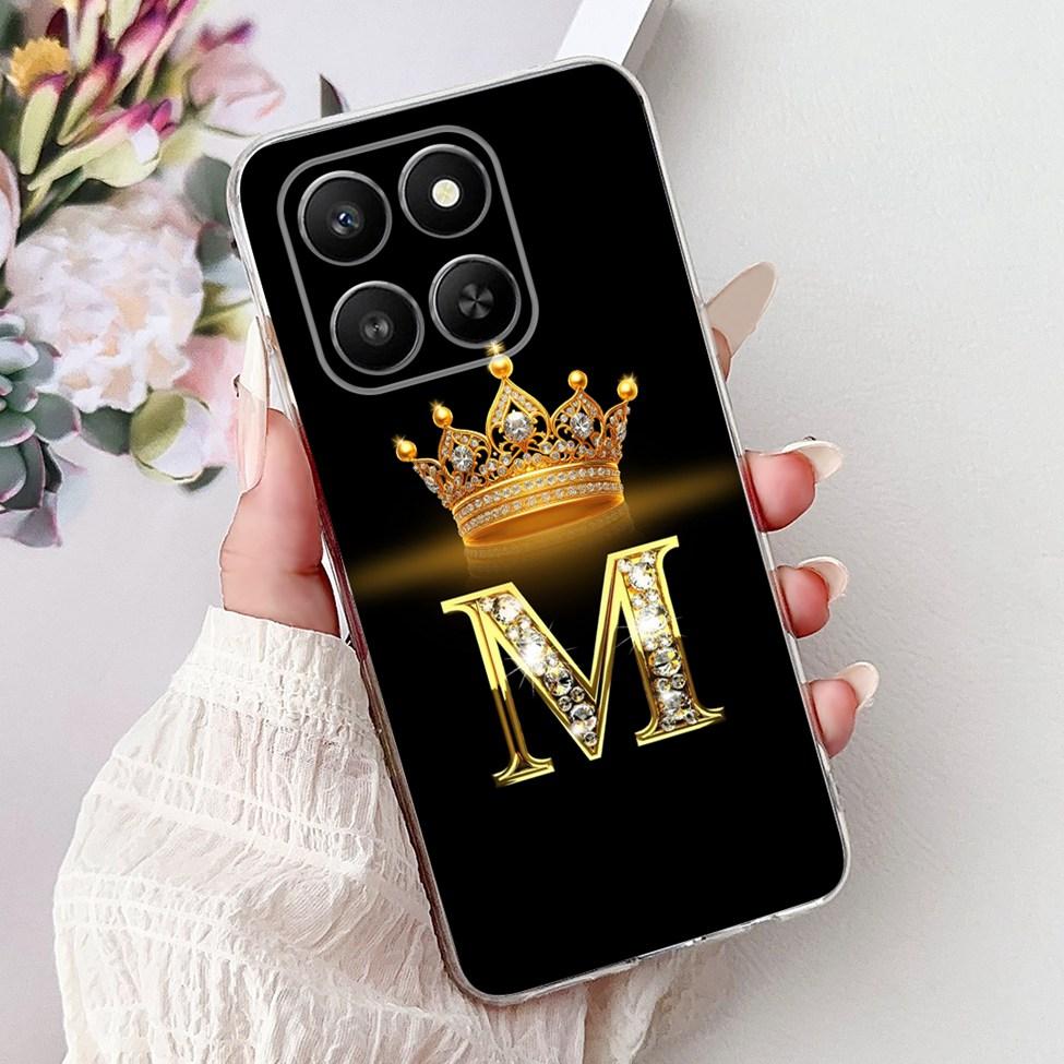 Clear For Honor 400Smart 5G LGN-NX1 Case For Honor 400 Smart Cover Luxury A-Z Letters Fashion Flowers Crown Soft Bumper Casing