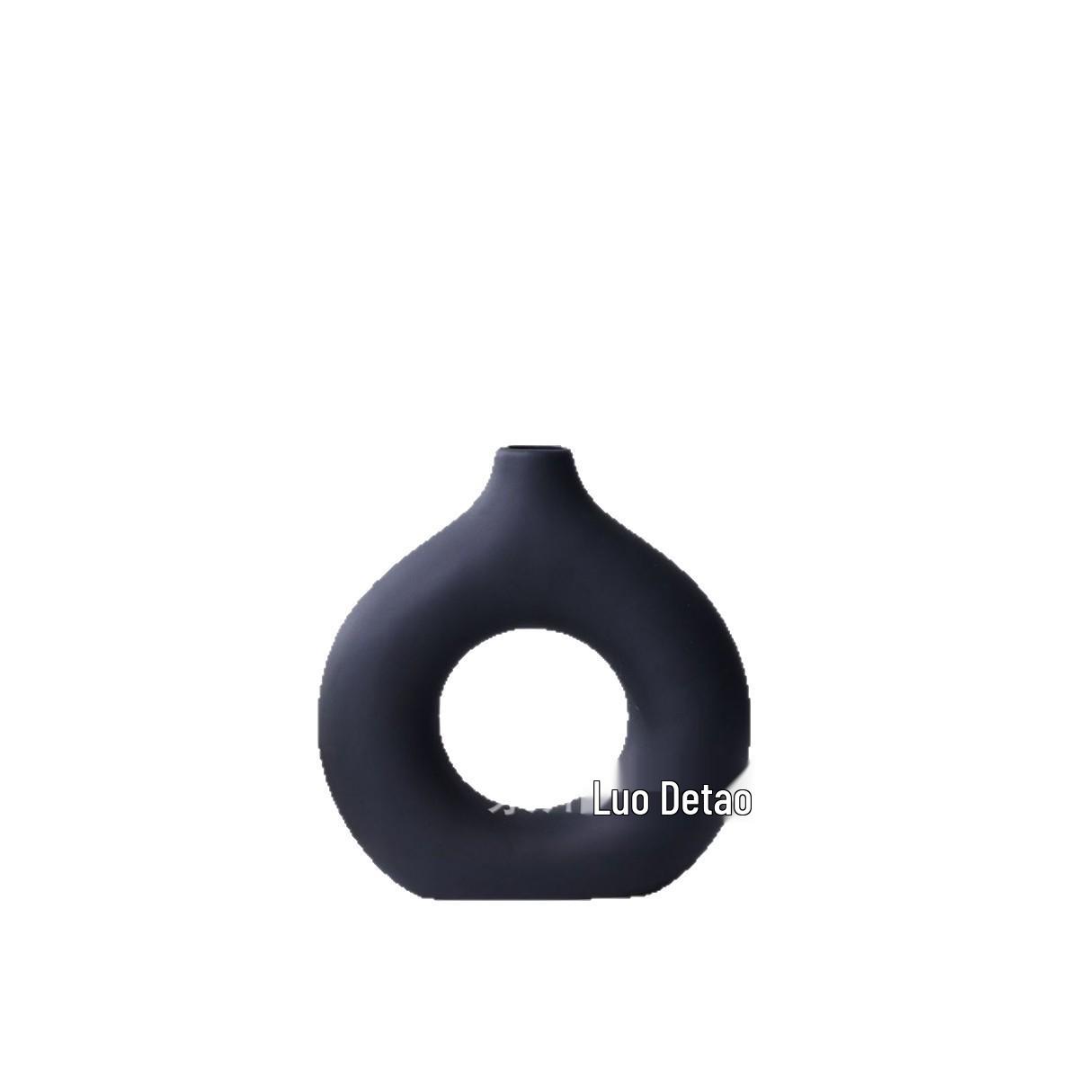Nordic Ceramic Donut Flower Vase - Minimalist Home Decor Ornament Small