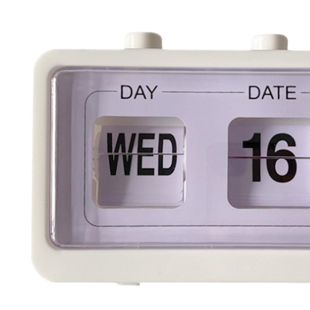 Desk Table Alarm Clock Manual Jump Calendar Desktop Alarm Clock for Study Room Office White