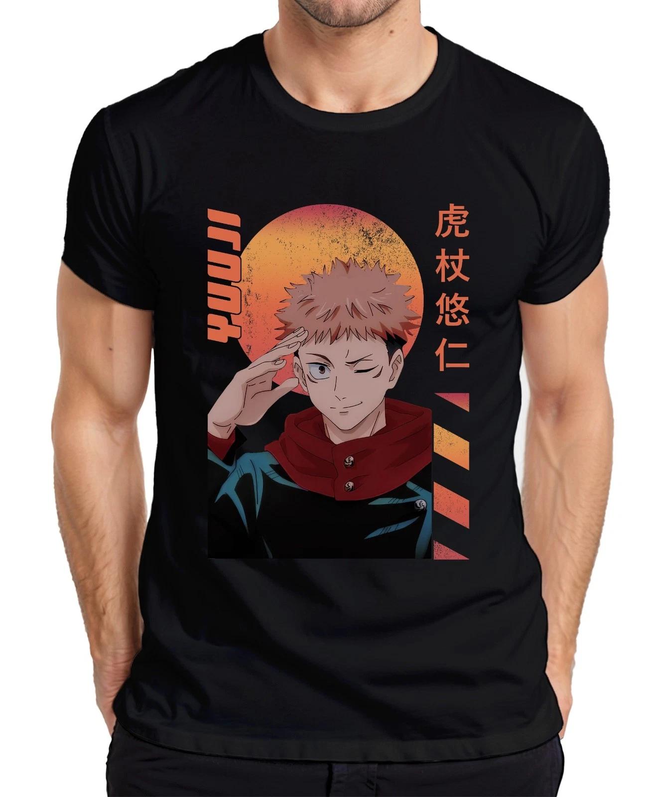 Jujutsu Kaisen Itadori Yuji zwinkernd Anime Geschenk Retro Herren T-Shirt XS