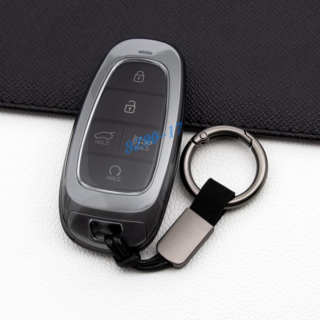 Transparent Black Tpu Car Smart Key Fob Case Cover Keychain Compatible With Hyundai Sonata Tucson Cruz Ioniq 5 Palisade Nexo