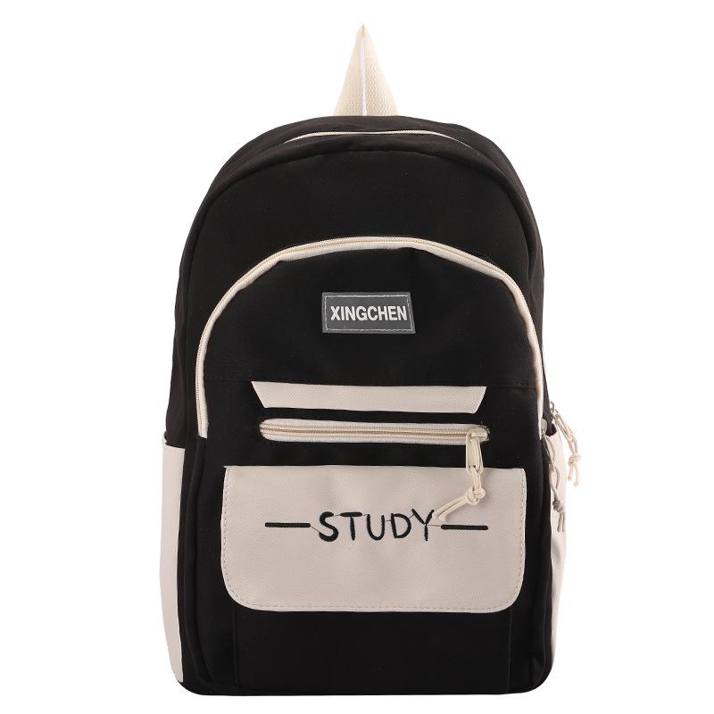 Student backpack trend letter middle and high school campus schoolbag casual large capacity contrast backpack trendy fashion