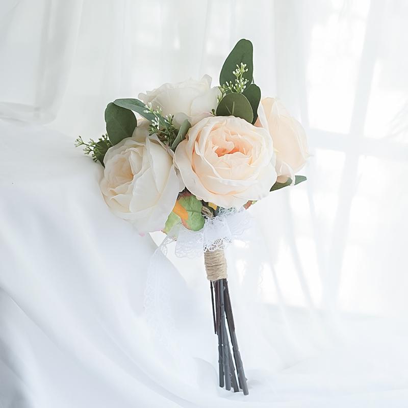 Bouquet Sposa Eucalipto Stile Foresta - Composizione Floreale Artificiale a Mano per Matrimoni & Arredo Casa
