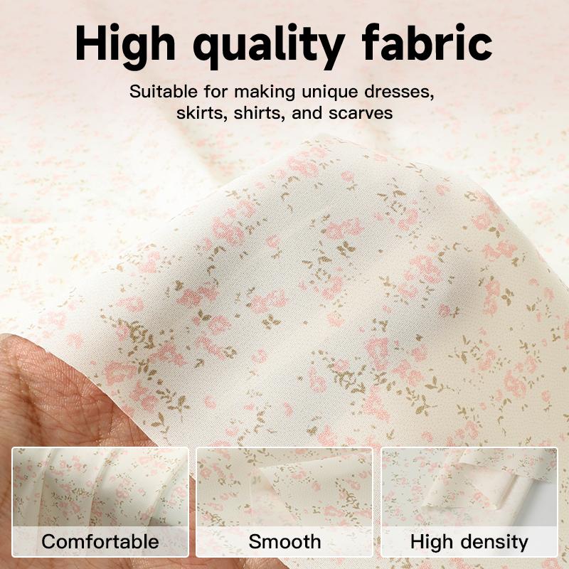 0,5 m/1 m/2 m Mjuk Rosmönstrad Chiffongtyg för Sömnad av Sommarklänningar, Skjortor, Sängkläder, Handgjorda DIY-Klädtyger TJ22839
