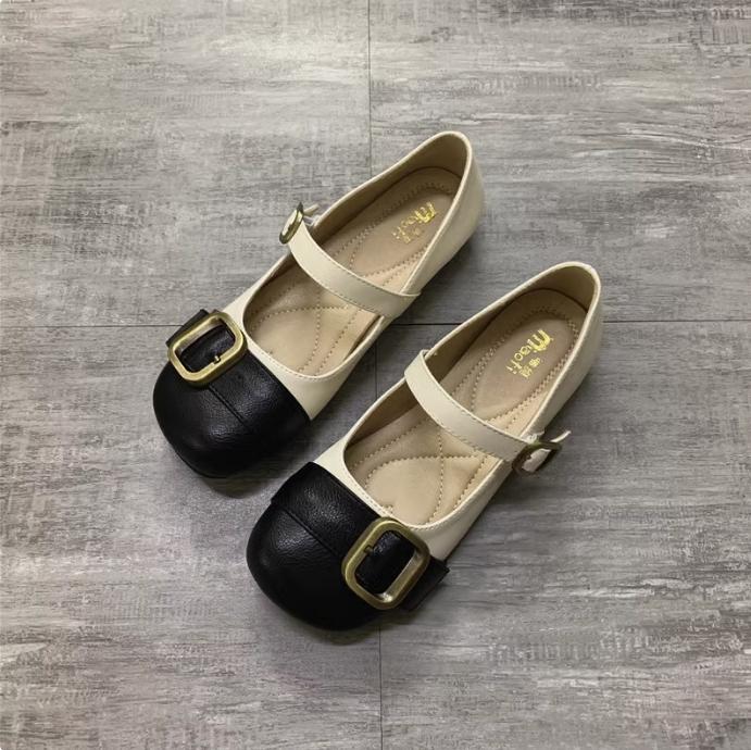 Fashion Flat Shoes for Women Spring and Autumn 2025 New Square Toe Bow Shallow Mouth Ballet Flat Shoes Plus Size Women's Shoes 41-43