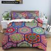 Geometric Mandala King Queen Duvet Cover Boho Ethnic Style Bedding Set for Teens Adults Mediterranean Soft Polyester Quilt Cover