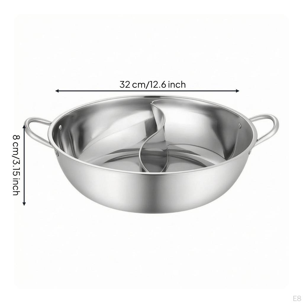 Divided Pot with Ladles Stainless Steel TwoFlavor Cookware for Families,