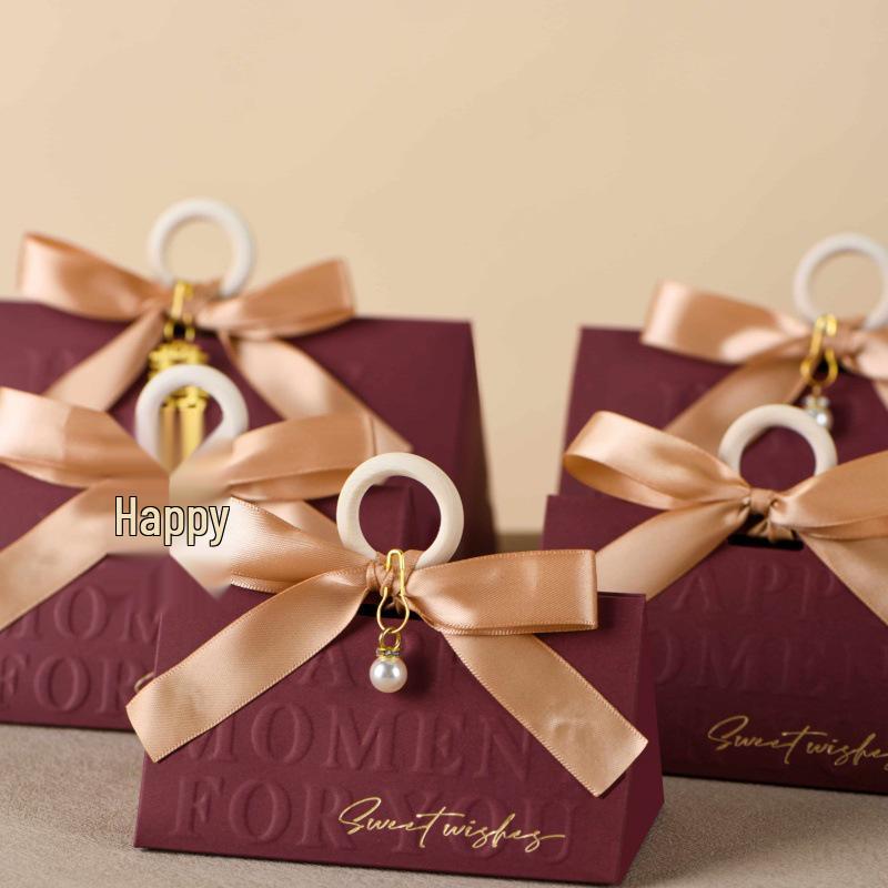 2025 Elegant Triangular Wedding Candy Box for Newlyweds – High-End Party Favor