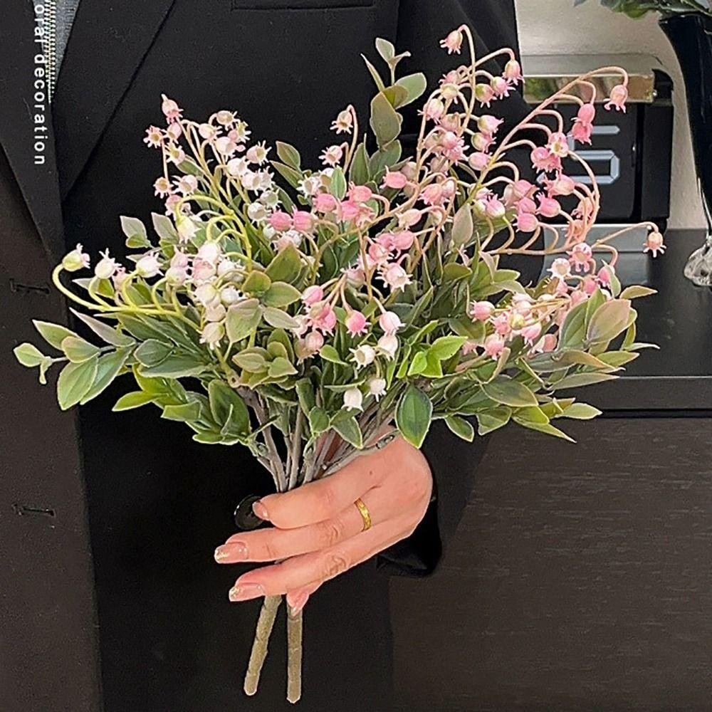 Multicolor Vanilla Artificial Flower Plastic Green Leaves Simulation Flower Photo Props 5 Forks Lifelike Flower Event Decor