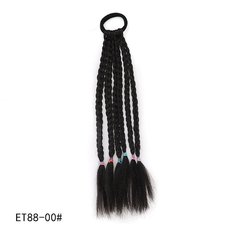 Colorful Children's Braided Wig Hair Clip with Double Ponytails