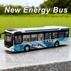 1:42 New Energy Bus Legierungsmodell Druckguss Auto Spielzeug Ton Licht Rückzieher Türen Geöffnet Miniatur Fahrzeuge Kinder Puzzle Spielzeug Geschenk