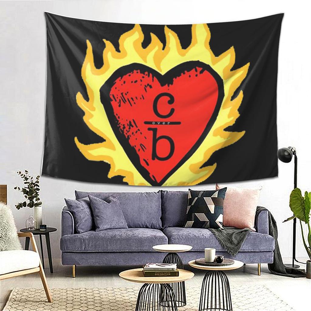 Clothes Over Bros Heart Logo Tapestry Wall Hanging Aesthetic Home Decoration Tapestries for Dorm Room