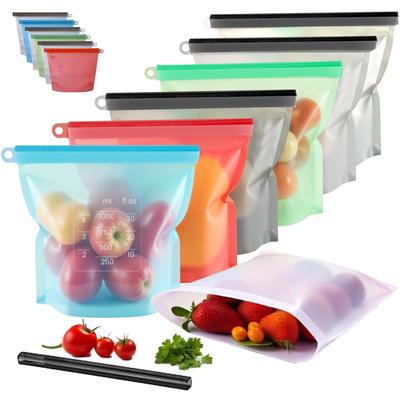 5Pcs Silicone Food Storage Containers Leakproof Containers Reusable Stand Up Zip Shut Bag Fresh Bag Food Storage Bag Fresh