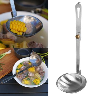 Stainless Steel Soup Ladle Spoon Folding Handle Cooking Ladle for Soup Portable Camping Cutlery Outdoor Kitchen Gears