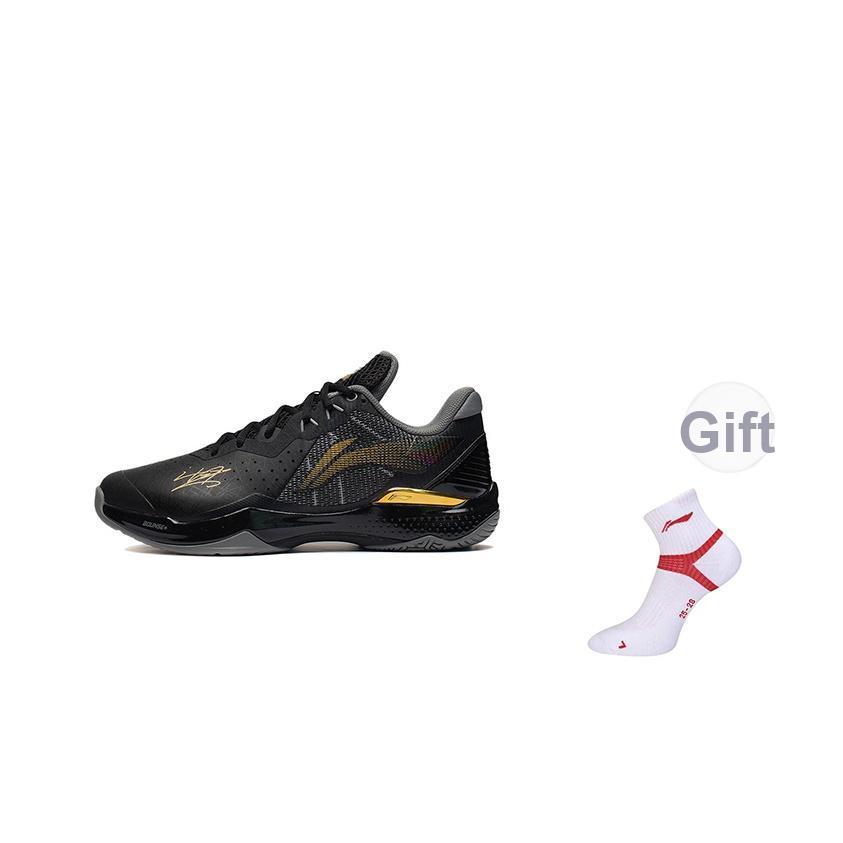 Li Ning Serie Thunder Thunder CL Tessuto Alta Resilienza Antiscivolo Resistente all'Usura Scarpe da Badminton Basse Unisex Nero AYAS034-1