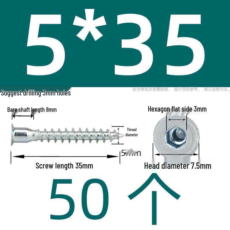 Hex Socket Phillips Countersunk Wood Screws for Furniture & Cabinet, Self-Tapping, M5/M6/M7