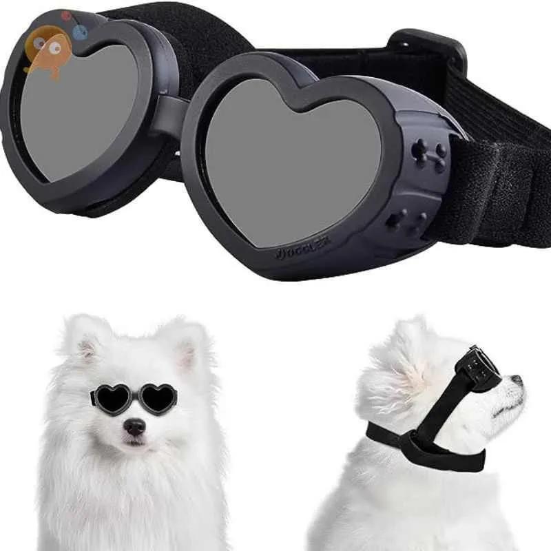 

Солнцезащитные очки для собак с защитой от УФ-лучей, регулируемые ветрозащитные очки, для маленьких и средних кошек и собак, крутые и красивые аксессуары для щенков чёрный