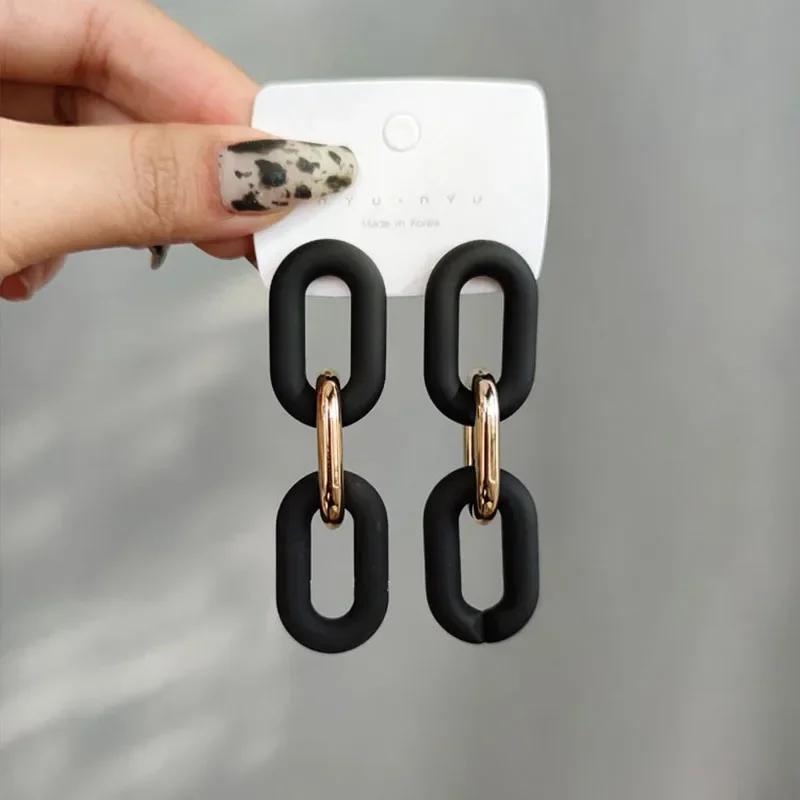 Orecchini Punk Neri Statement per Donna Vintage Brincos Geometrici a Forma di Cuore Pendenti Gioielli di Moda Orecchini Insoliti
