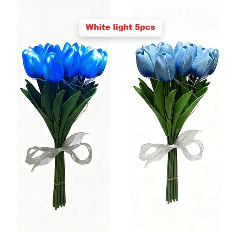5pcs/15pcs Warm Light LED Artificial Flowers Real Touch Tulip Lamp Tulip Night Light Photo Prop