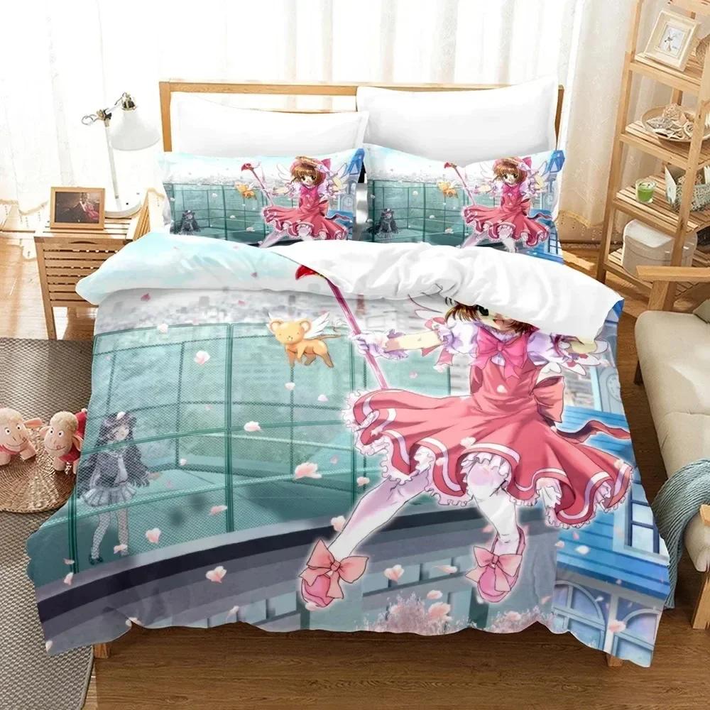 3D Print Anime Card Captor Sakura Comfortable Duvet Quilt Cover Pillowcase Bedding Set Children Bedroom Decoration Home Textile