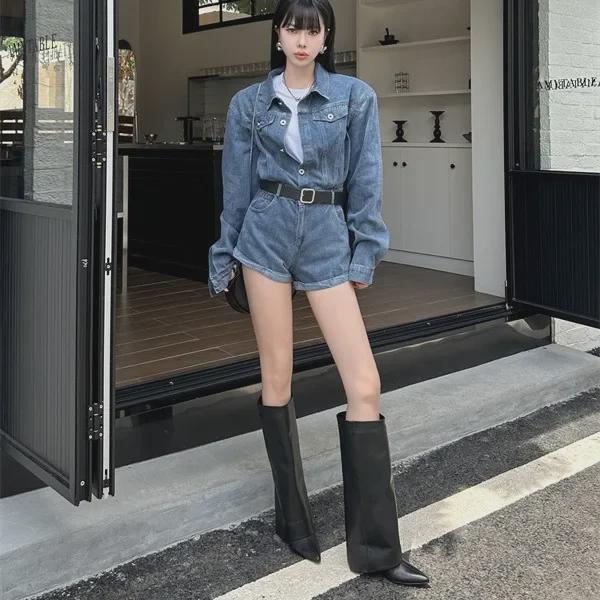 2024 Autumn/Winter Pointed Stiletto Boots: Versatile, Simple High-Heel Trousers Boot