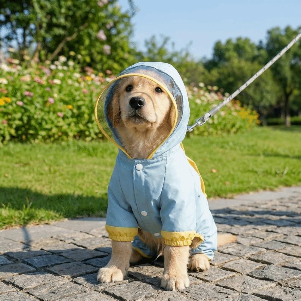 Windproof Dog Hooded Raincoat Waterproof Pet Waterproof Cloak Dog Rain Cloak Outdoor Walking