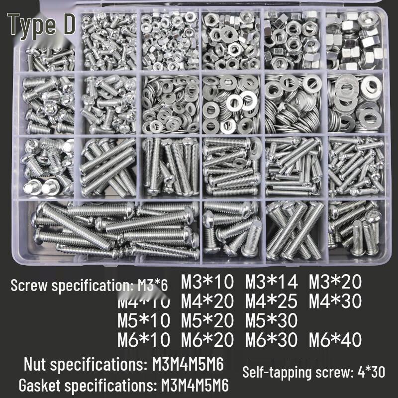 Honggong M3-M6 Self-Tapping Screw & Fastener Assortment Kit