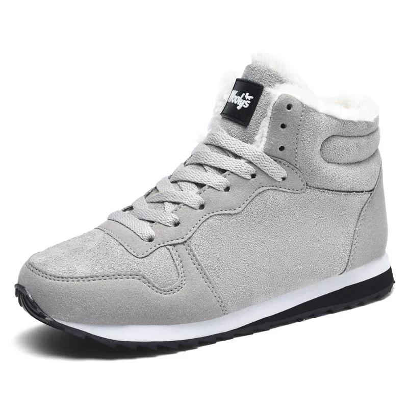 

Зимние мужские ботильоны Теплые плюшевые замшевые зимние ботинки Унисекс Женские уличные нескользящие походные ботинки Большой размер 48 Zapatillas Hombre Мужские 38 серый