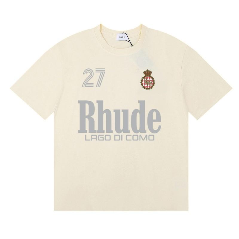 RHUDE Sunset Graphic T-Shirt Men Women Loose Fit Short Sleeve Tee Casual Streetwear