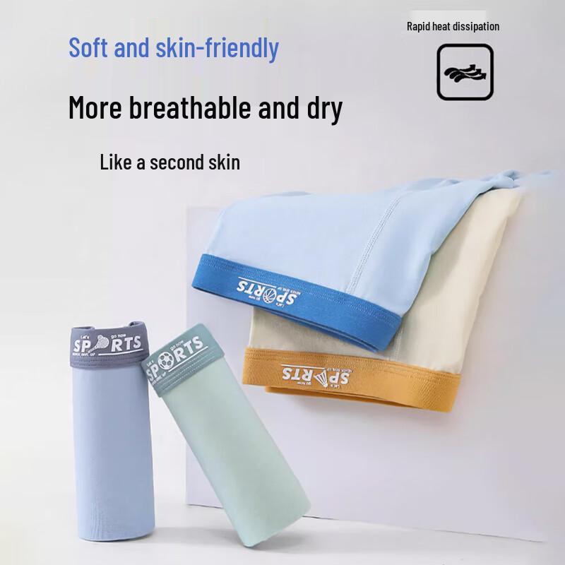 Langsha Teen Boys' 60S Combed Cotton Antibacterial Boxer Briefs