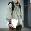 Men Jacket Solid Color Half Turtleneck Streetwear Autumn Washed Elastic Cuff Windbreaker for Daily Wear