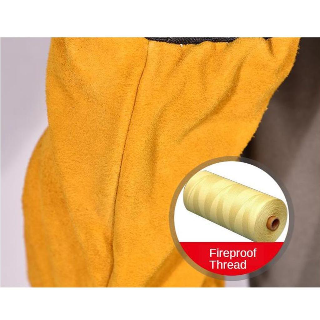 Popular Heat Resistant 19" Long Cowhide Leather Welding Sleeves Yellow A