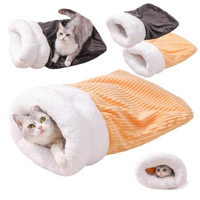 Katzen Schlafsack Gemütliche Winter Katzenhöhle Bett Weiches Plüsch Katzensack Warmer Haustier