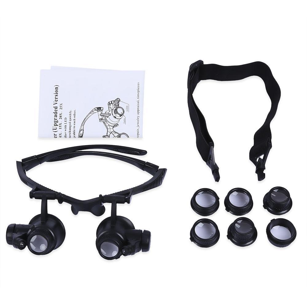 Wearing Magnifying Glass With Led Lights 10x 15x 20x 25x Magnification Loupes Jeweler Motherboard Font Magnifier