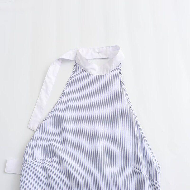 Fashion Style 2024 Spring New Arrival Women's Clothing Stylish All-Matching Striped Poplin Hanging Collar Tops 3152036