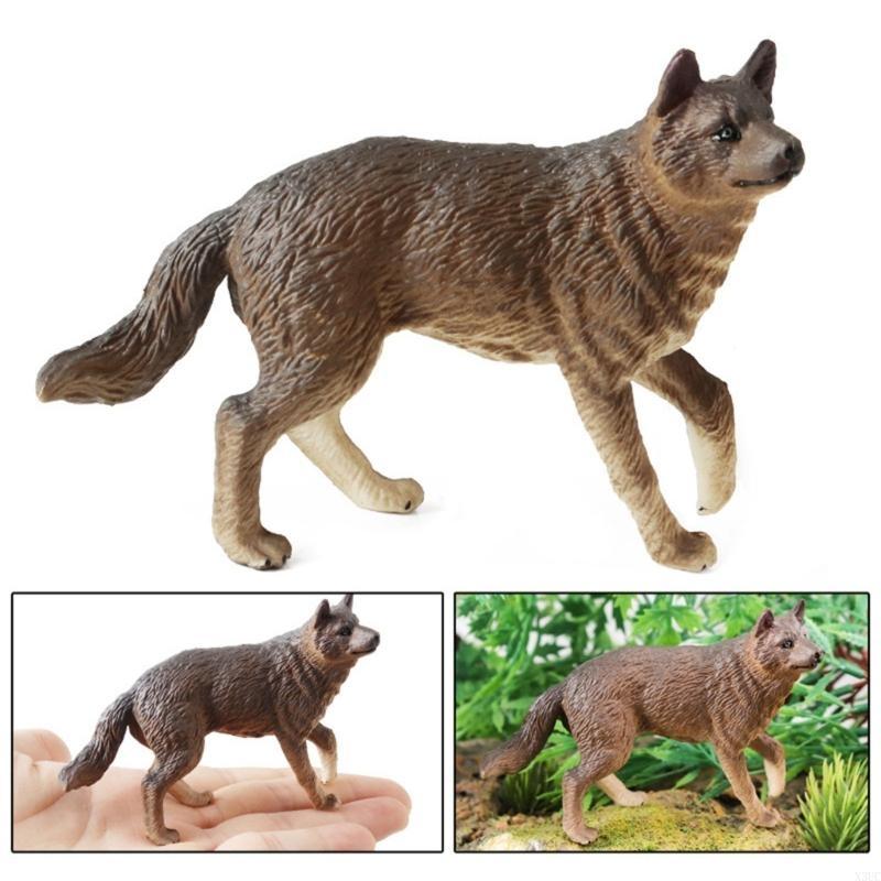 4Pcs Wolf Figurines Realistic Jungle Animal Model Figures Early Educational Toy X3UC