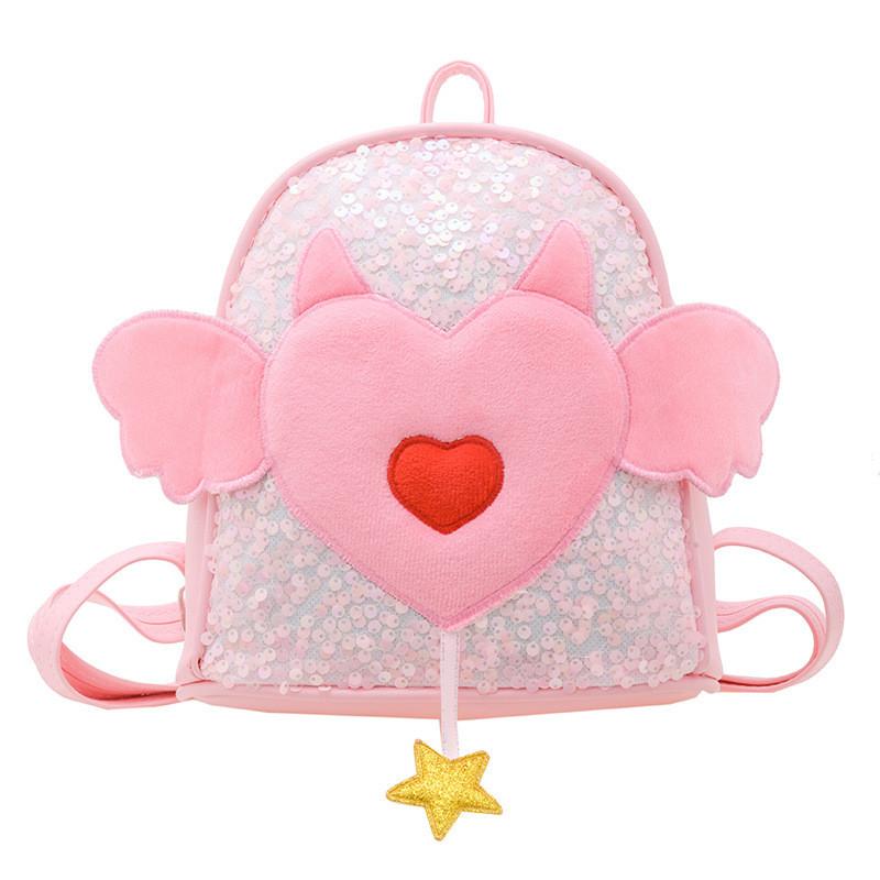Stylish Heart Backpack For Kids With Angel Wings Lightweight Waterproof Design