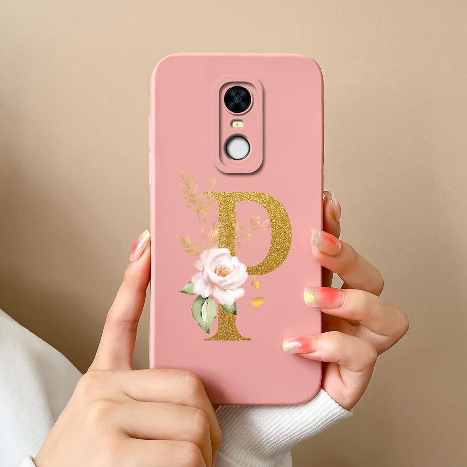 For Redmi 5 Plus Note5 Cases Shiny A-Z Letter Liquid Silicone Anti Drop Phone Protective Back Covers For Redmi5Plus Note5 Funda