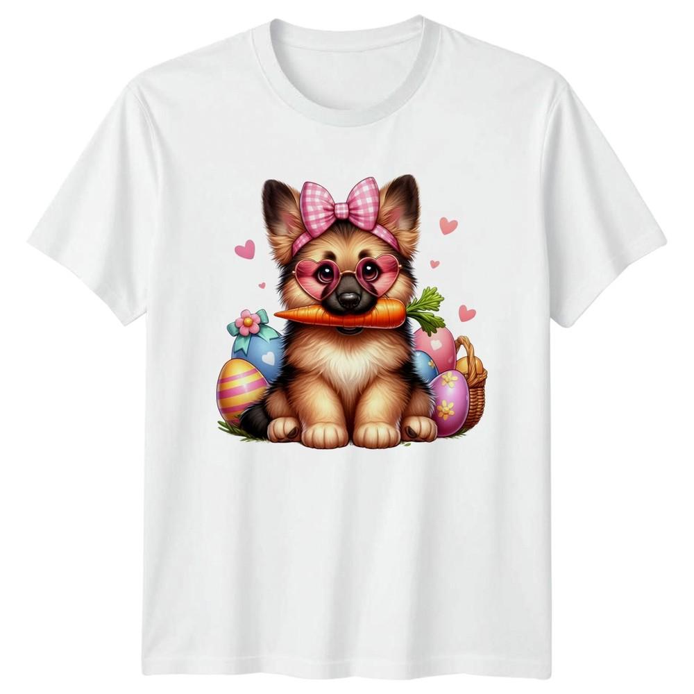 Puppy Dog With Easter Eggs Unisexs TShirt GerUnisex Shepherd Dog Easter Gift S