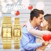 Pair Watch Pair Watch Couple Popular Analog Square Watch Antique Stainless Steel Gold Silver Couple Accessories Anniversary Day Christmas Gift for