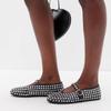 Large-sized Rhinestone Rivet Single Shoes for Women with Buckle Round Toe Flat Ballet Shoes