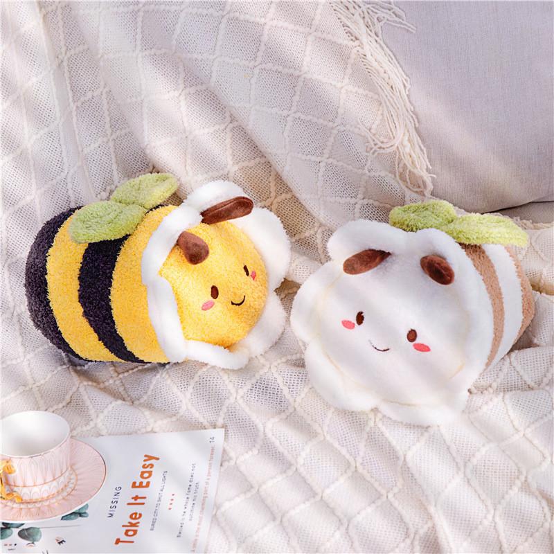 Cute Bee Flower Plush Toy Cartoon Children Accompany Cushion Holiday Gift Doll