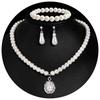 Fashion Pearl Necklace and Earrings Set , French Style Three - Piece Jewelry Set for Women , Light Design